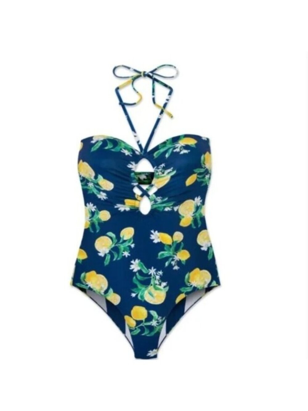 WET Swimwear Sardinia Isla One Piece Swimsuit in Navy Lemons - XL